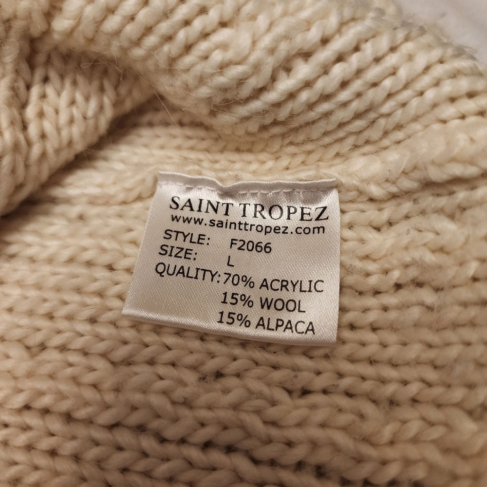 Saint Tropez White Cap Sleeve Knit Cardigan Sweater Size L - Picture 10 of 13